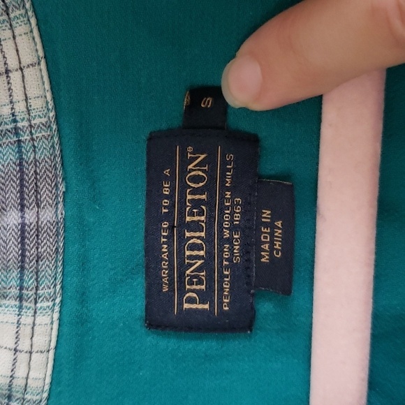 Pendleton flannel plaid teal purple button down shirt, women's size small - Picture 7 of 9